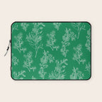 Botanical Cottage Floral Pattern in Kelly Green and White Laptop Sleeve Gallery Image 1