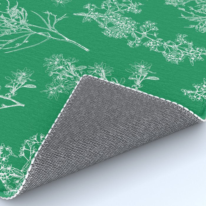 Botanical Cottage Floral Pattern in Kelly Green and White Rug Gallery Image 4