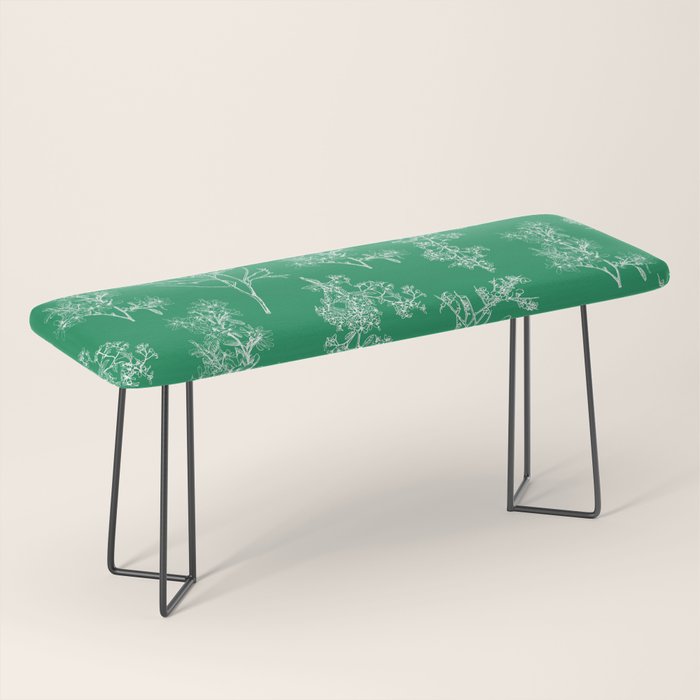 Botanical Cottage Floral Pattern in Kelly Green and White Bench Gallery Image 1