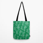 Botanical Cottage Floral Pattern in Kelly Green and White Tote Bag Gallery Image 2