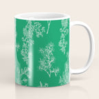 Botanical Cottage Floral Pattern in Kelly Green and White Coffee Mug Gallery Image 1