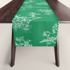Botanical Cottage Floral Pattern in Kelly Green and White Table Runner Gallery Image 1
