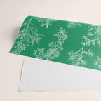 Botanical Cottage Floral Pattern in Kelly Green and White Wrapping Paper Gallery Image 2