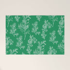 Botanical Cottage Floral Pattern in Kelly Green and White Welcome Mat Gallery Image 1
