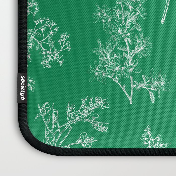 Botanical Cottage Floral Pattern in Kelly Green and White Laptop Sleeve Gallery Image 3