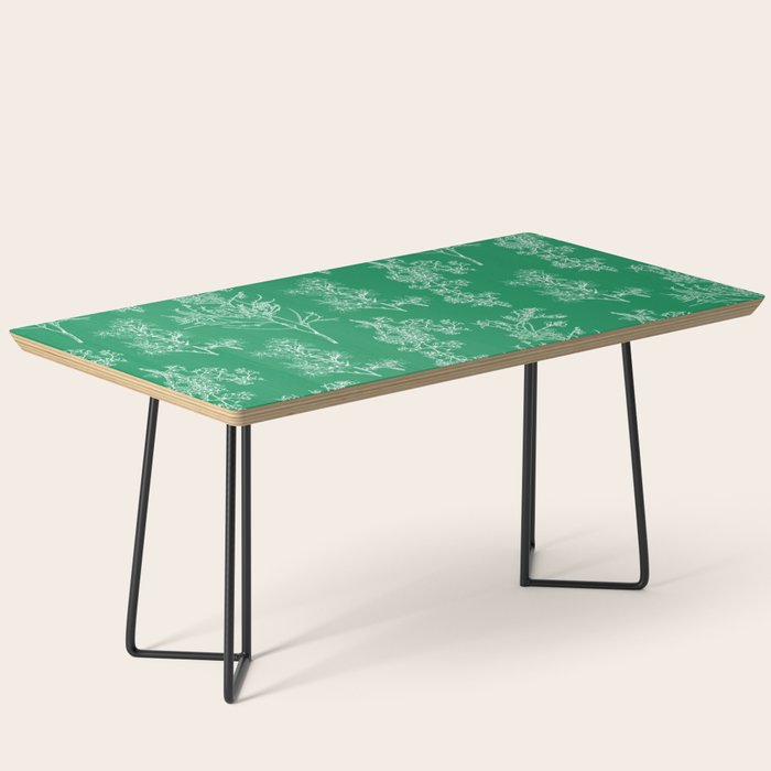 Botanical Cottage Floral Pattern in Kelly Green and White Coffee Table Gallery Image 1