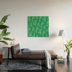 Botanical Cottage Floral Pattern in Kelly Green and White Wood Wall Art Gallery Image 2