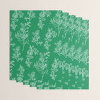 Botanical Cottage Floral Pattern in Kelly Green and White Wrapping Paper Gallery Image 3