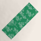 Botanical Cottage Floral Pattern in Kelly Green and White Yoga Mat Gallery Image 1