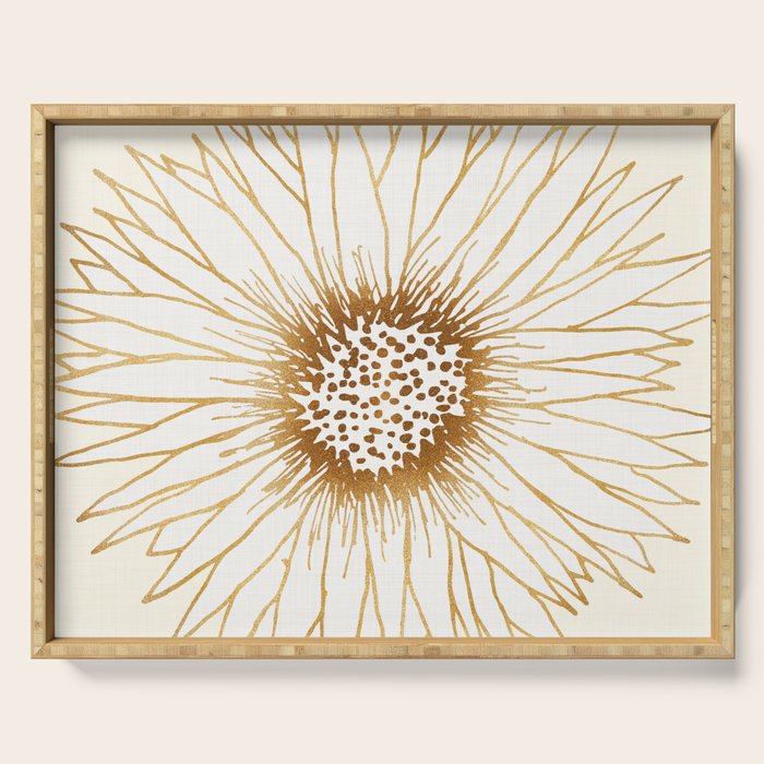 Gold Sunflower Drawing Serving Tray Gallery Image 1