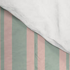Classic Retro Double Stripe Pattern in Pale Blush and Light Celadon Green Comforter Gallery Image 4