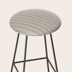 Classic Retro Double Stripe Pattern in Pale Blush and Light Celadon Green Stool Gallery Image 2