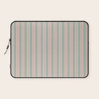 Classic Retro Double Stripe Pattern in Pale Blush and Light Celadon Green Laptop Sleeve Gallery Image 1