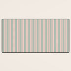 Classic Retro Double Stripe Pattern in Pale Blush and Light Celadon Green Desk Mat Gallery Image 3