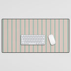 Classic Retro Double Stripe Pattern in Pale Blush and Light Celadon Green Desk Mat Gallery Image 1
