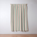 Classic Retro Double Stripe Pattern in Pale Blush and Light Celadon Green Window Curtain Gallery Image 3