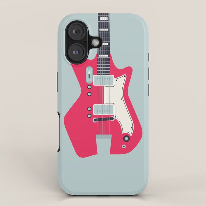 Retro 60s Surf Rock Electric Guitar - Slate iPhone Case Gallery Image 1