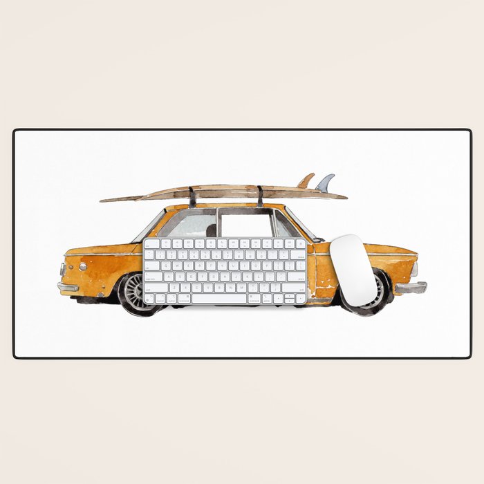 Old Yellow surf car Desk Mat Gallery Image 1