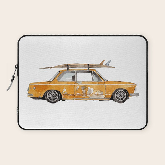 Old Yellow surf car Laptop Sleeve Gallery Image 1