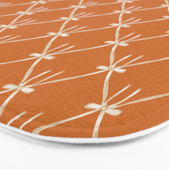 Bows & Ribbons Pattern XV Orange Bath Mat Gallery Image 3