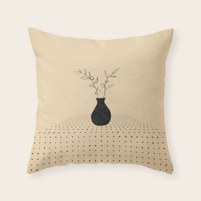 Minimal plant in the vase Throw Pillow Gallery Image 6