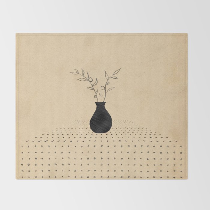 Minimal plant in the vase Throw Blanket Gallery Image 2
