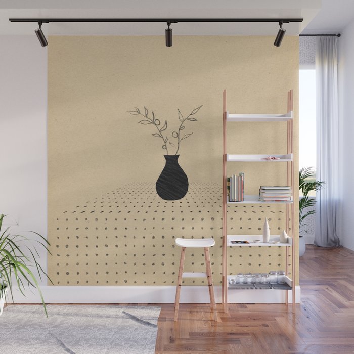 Minimal plant in the vase Wall Mural Gallery Image 1