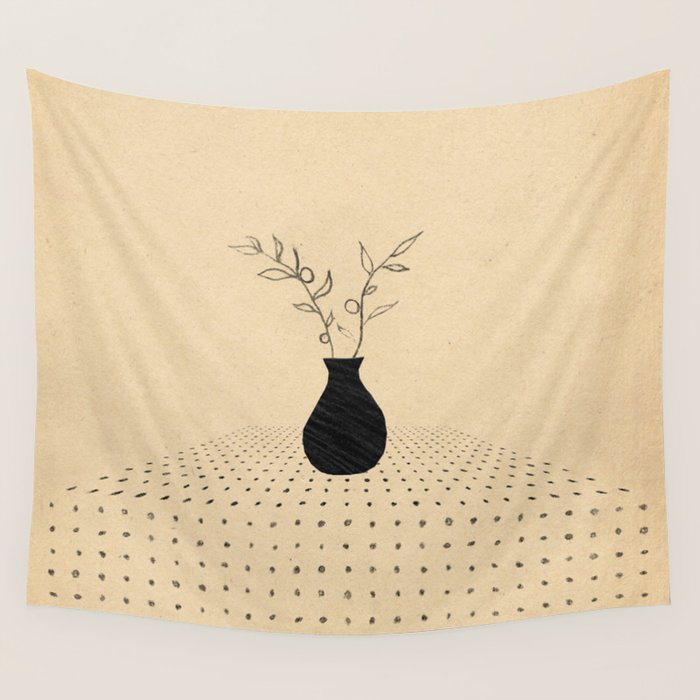 Minimal plant in the vase Wall Tapestry Gallery Image 1