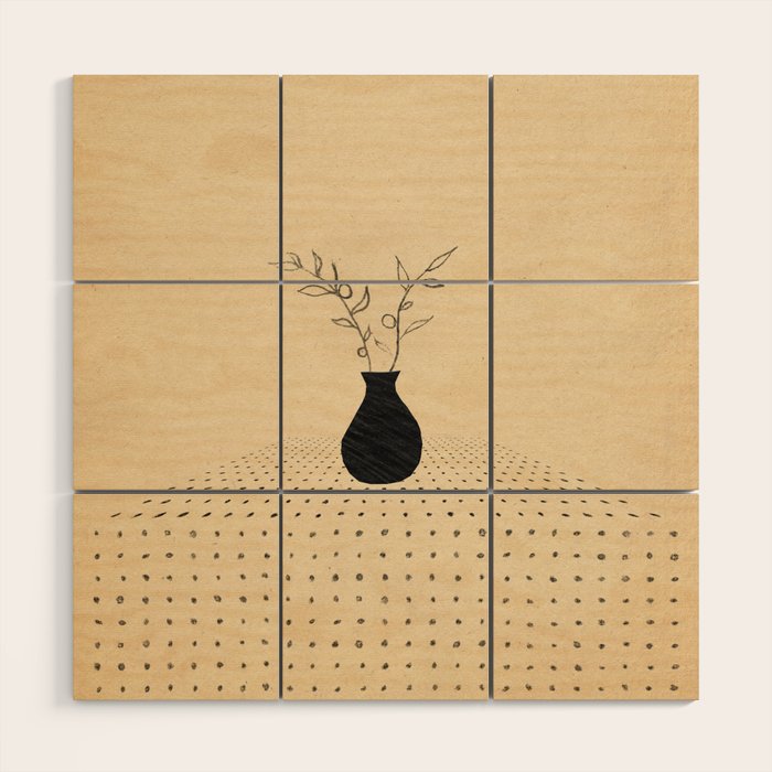 Minimal plant in the vase Wood Wall Art Gallery Image 1
