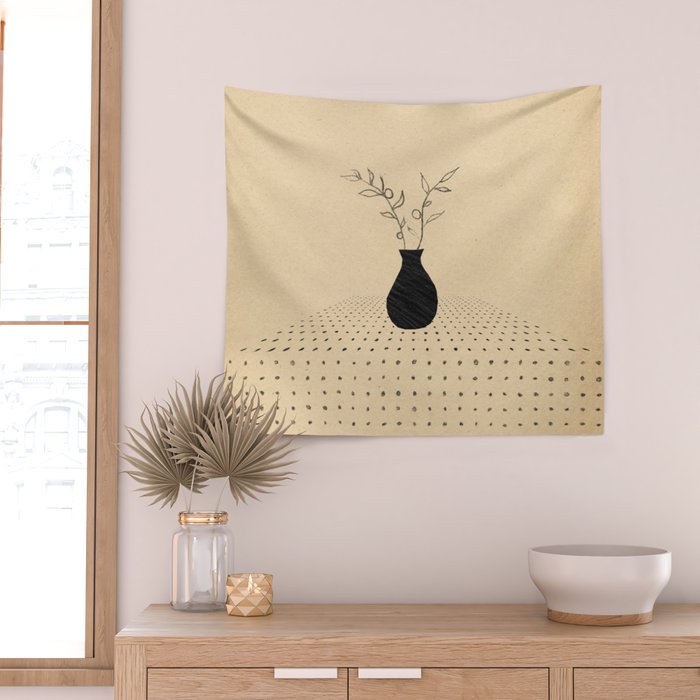 Minimal plant in the vase Wall Tapestry Gallery Image 2