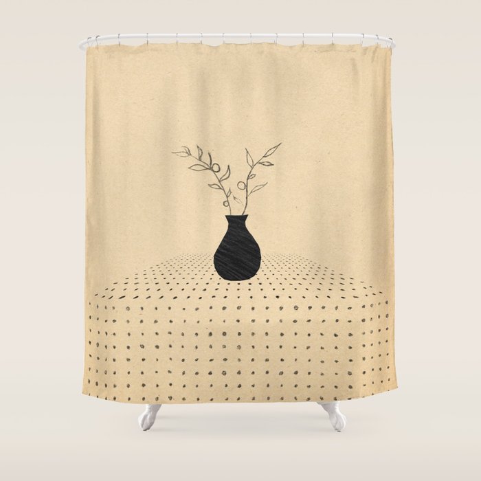 Minimal plant in the vase Shower Curtain Gallery Image 1