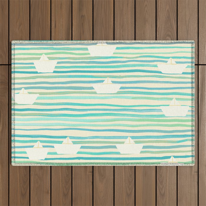Whimsical Paper Boats Outdoor Rug Gallery Image 1