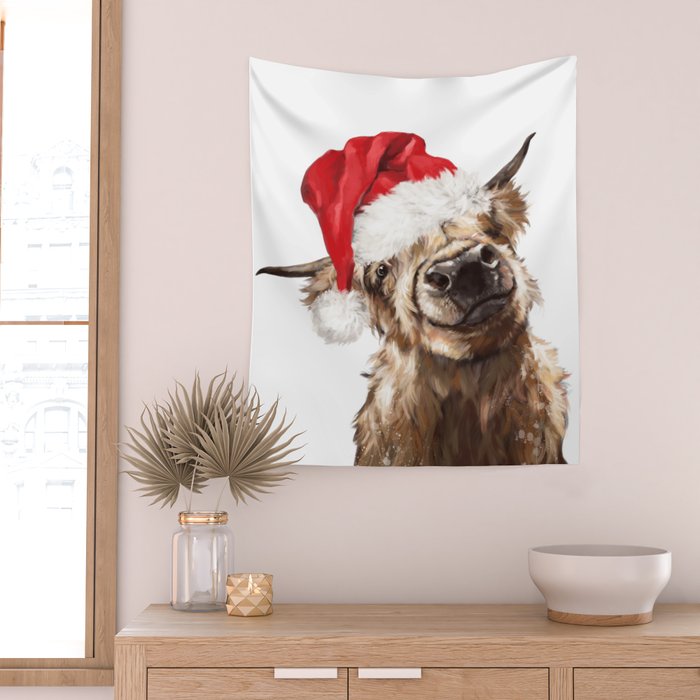 Christmas Highland Cow Wall Tapestry Gallery Image 2