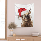 Christmas Highland Cow Wall Tapestry Gallery Image 2