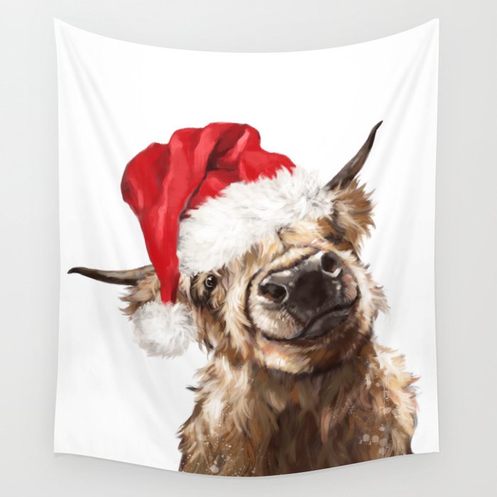 Christmas Highland Cow Wall Tapestry Gallery Image 1