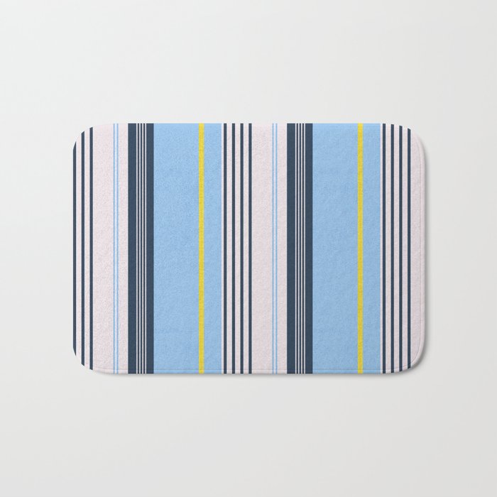 Cheerful Blue, Summer Stripes  Bath Mat Gallery Image 1