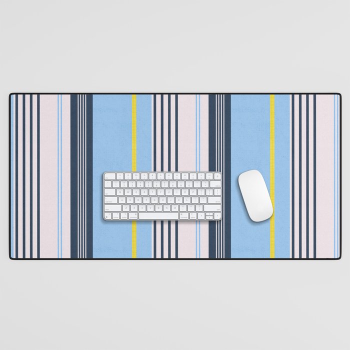 Cheerful Blue, Summer Stripes  Desk Mat Gallery Image 1