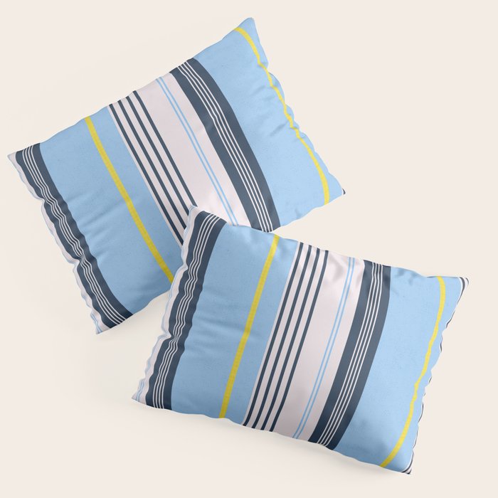 Cheerful Blue, Summer Stripes  Pillow Sham Gallery Image 1