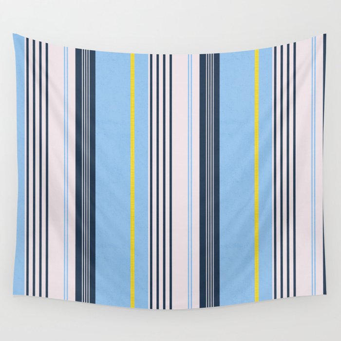 Cheerful Blue, Summer Stripes  Wall Tapestry Gallery Image 4