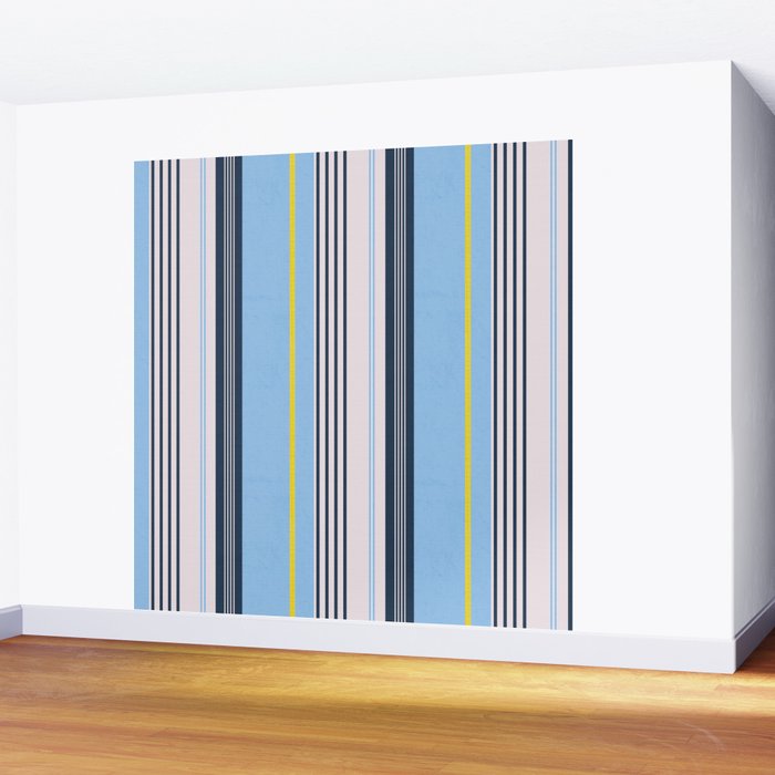 Cheerful Blue, Summer Stripes  Wall Mural Gallery Image 2
