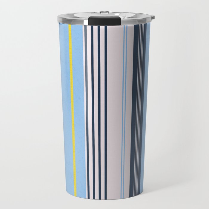 Cheerful Blue, Summer Stripes  Travel Mug Gallery Image 1