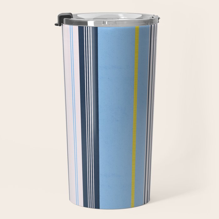 Cheerful Blue, Summer Stripes  Travel Mug Gallery Image 3