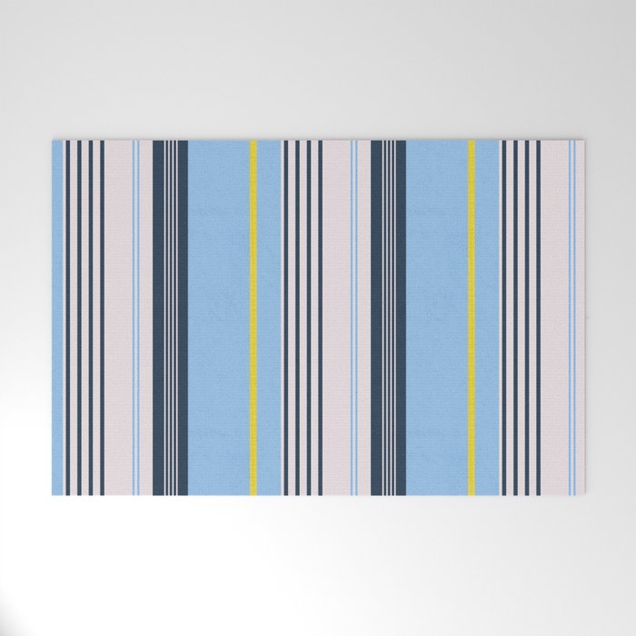 Cheerful Blue, Summer Stripes  Welcome Mat Gallery Image 1