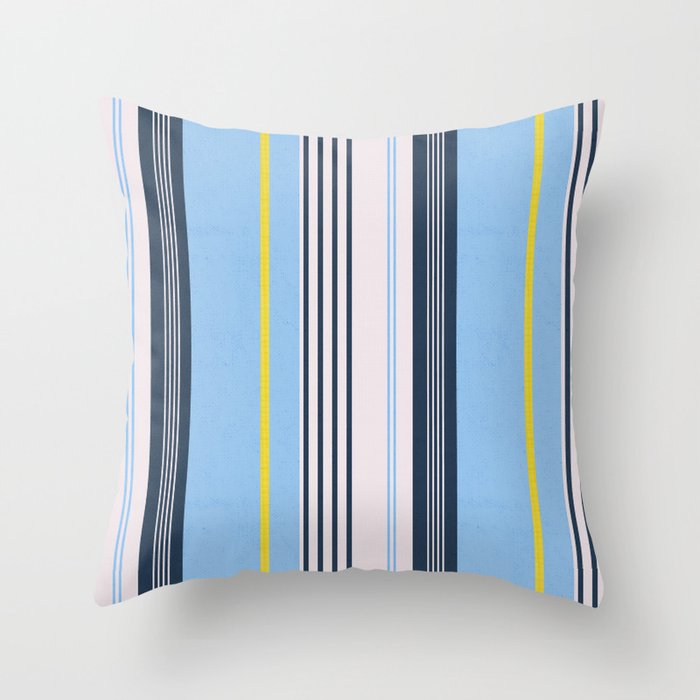 Cheerful Blue, Summer Stripes  Throw Pillow Gallery Image 1