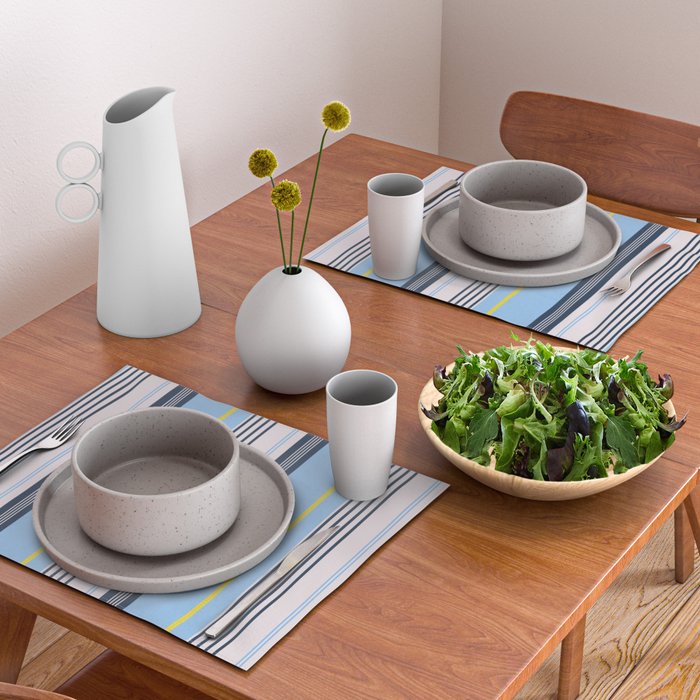 Cheerful Blue, Summer Stripes  Placemat Gallery Image 2