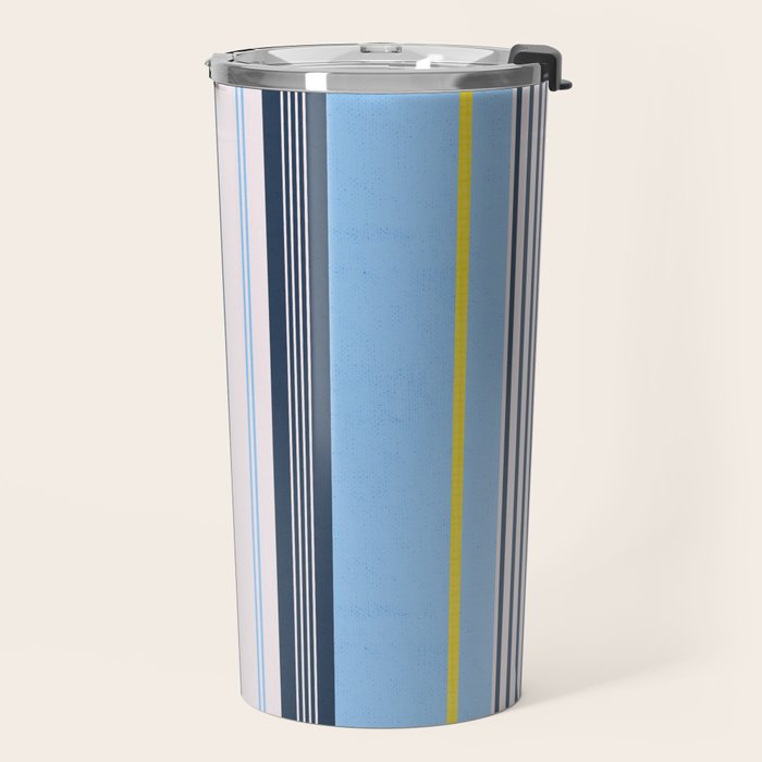 Cheerful Blue, Summer Stripes  Travel Mug Gallery Image 2