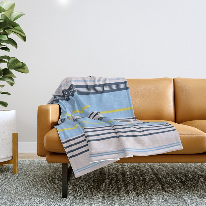 Cheerful Blue, Summer Stripes  Throw Blanket Gallery Image 1
