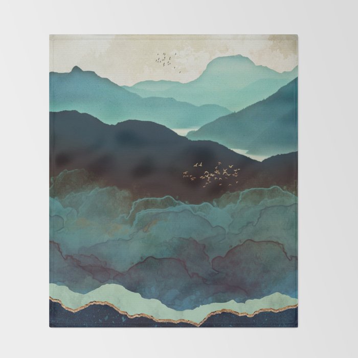 Indigo Mountains Throw Blanket Gallery Image 2
