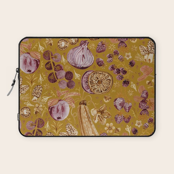 Garden Vegetables & Fresh Fruit in Harvest Yellow Laptop Sleeve Gallery Image 1