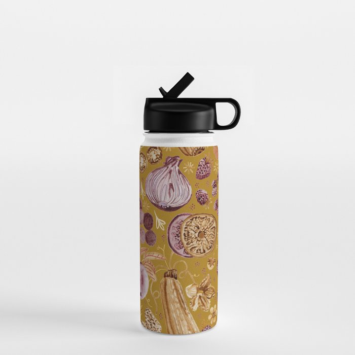 Garden Vegetables & Fresh Fruit in Harvest Yellow Water Bottle Gallery Image 1